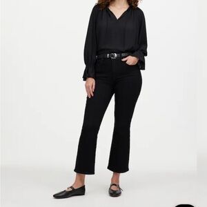 Madewell Women's Black Mid-Rise Kick Out Natural Hem Cropped Jeans